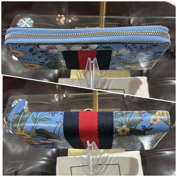 Authentic Gucci Silvie Floral Zip Around Long Wallet w/Sherry Line Buckle Detail - Picture 7 of 15